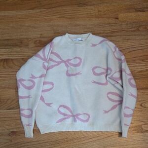 Altar'd State Cream and Pink Bow Sweater